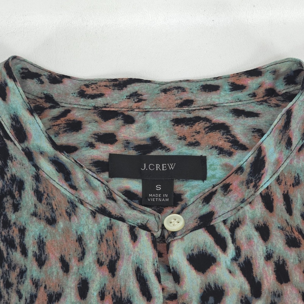 J Crew Leopard Print Blouse Women Small Sleeveless Keyhole Neck Colorful Mobwife - Picture 4 of 16